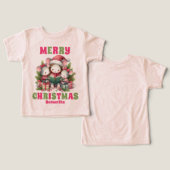 ピンクのクリスマスマパーソナライズされたウス名 (デザイン正面&裏面)