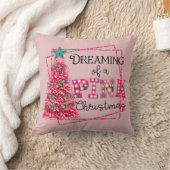 ピンクのクリスマスマーキーライトの夢を見ること クッション (ブランケット)