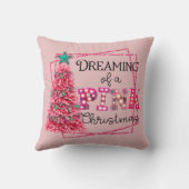 ピンクのクリスマスマーキーライトの夢を見ること クッション (裏面)
