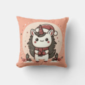 ピンクのクリスマスユニコーンサンタ クッション (正面)