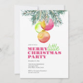 ピンクのクリスマスユニークパーティの招待状の水色 招待状 (正面)