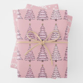 ピンクのクリスマスラッピング紙セット3 ラッピングペーパーシート (インサイチュ)