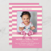 ピンクのクリスマスリボンの写真 シーズンカード (正面/裏面)