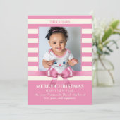 ピンクのクリスマスリボンの写真 シーズンカード (スタンド正面)