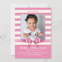 ピンクのクリスマスリボンの写真 シーズンカード