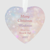 ピンクのクリスマスローズブーケホワイトホースキッズ オーナメント (裏面)