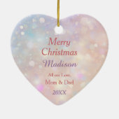 ピンクのクリスマスローズブーケホワイトホースキッズ セラミックオーナメント (裏面)