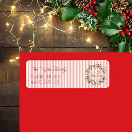 ピンクのクリスマス住所ラベル | メリークリスマス フロ ラベル