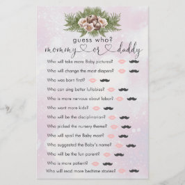 ピンクのクリスマス冬の赤ちゃんシャワー"誰を推測"ゲーム