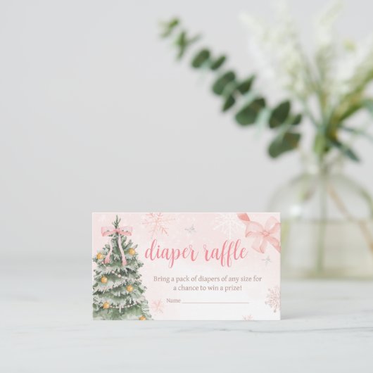 ピンクのクリスマス外のおむつラッフルは冷たい エンクロージャーカード (スタンド正面)