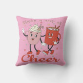 ピンクのクリスマス応援レトロを飲む クッション (裏面)