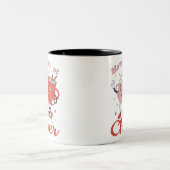 ピンクのクリスマス応援レトロを飲む ツートーンマグカップ (中央)