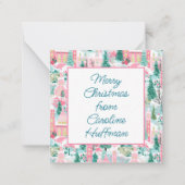 ピンクのクリスマス教会のギフトエンクロージャ ノートカード (正面)