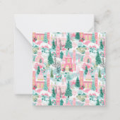 ピンクのクリスマス教会のギフトエンクロージャ ノートカード (裏面)