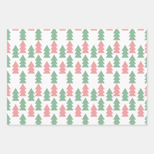 ピンクのクリスマス格言の木とオーナメント ラッピングペーパーシート (正面2)