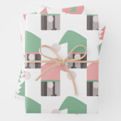 ピンクのクリスマス格言の木とオーナメント ラッピングペーパーシート (インサイチュ)