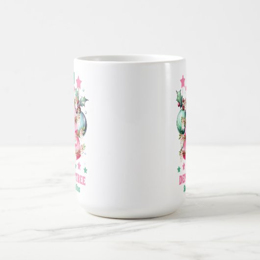 ピンクのクリスマス歯科医メリークリスマス名前をカスタムする コーヒーマグカップ (中央)