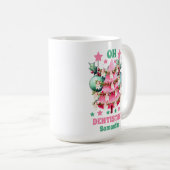 ピンクのクリスマス歯科医メリークリスマス名前をカスタムする コーヒーマグカップ (正面右)