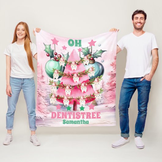 ピンクのクリスマス歯科医メリークリスマス フリースブランケット (インサイチュ)