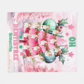 ピンクのクリスマス歯科医メリークリスマス フリースブランケット (正面(横))