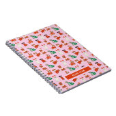 ピンクのクリスマス犬の女の子パーソナライズド ノートブック (右側)