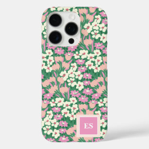 ピンクのクリスマス犬の女パーソナライズされたの子モノグラム iPhone 16 PROケース