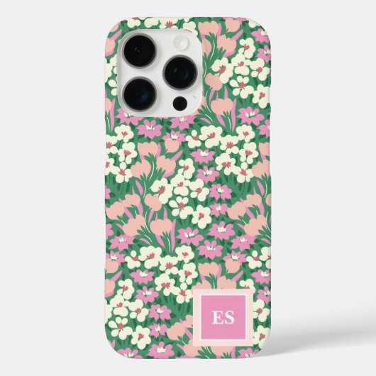 ピンクのクリスマス犬の女パーソナライズされたの子モノグラム Case-Mate iPhoneケース (裏面)