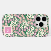 ピンクのクリスマス犬の女パーソナライズされたの子モノグラム Case-Mate iPhoneケース (裏面 (横))