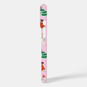 ピンクのクリスマス犬の女パーソナライズされたの子モノグラム Case-Mate iPhoneケース (裏面 / 左)