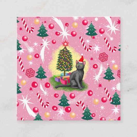 ピンクのクリスマス猫 エンクロージャーカード (正面)