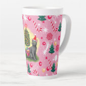 ピンクのクリスマス猫 カフェラテマグ (右アングル)
