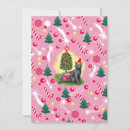 ピンクのクリスマス猫 シーズンカード (正面)