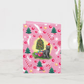 ピンクのクリスマス猫 ノートカード (裏面)