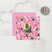 ピンクのクリスマス猫 ノートカード (正面/裏面インサイチュ)