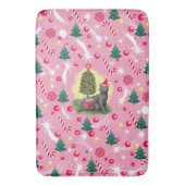 ピンクのクリスマス猫 バスマット (正面縦)