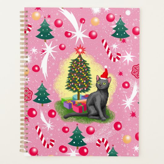 ピンクのクリスマス猫 プランナー手帳 (正面)