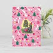 ピンクのクリスマス猫 招待状 (スタンド正面)