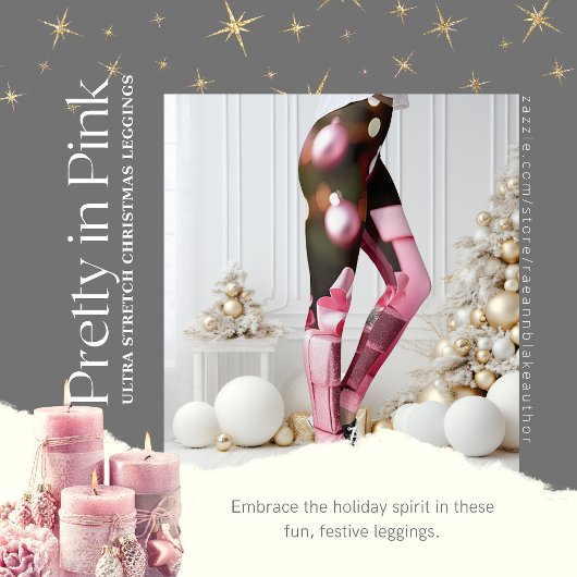 ピンクのクリスマス用レギンス レギンス