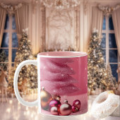 ピンクのクリスマス陶器マグ ツートーンマグカップ