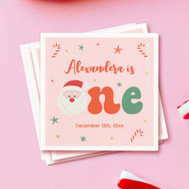 ピンクのクリスマス1st誕生日パーティー スタンダードカクテルナプキン