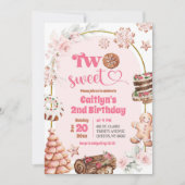 ピンクのクリスマス2つの甘い冬2nd誕生日 招待状 (正面)