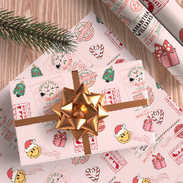 ピンクのクリスマス かわいい オリジナル ベビー キッズ ラッピングペーパー