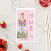 ピンクのクリスマス・くるみ割り人形のNoelペーパーゲストタオル (インサイチュ)