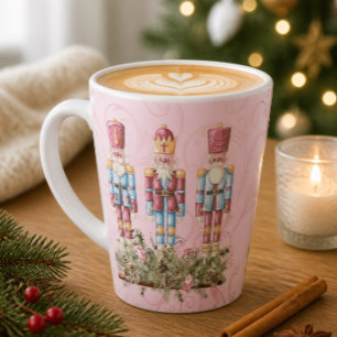 ピンクのクリスマス・くるみ割り人形ラテマグ カフェラテマグ