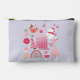 ピンクのクリスマス アクセサリーポーチ