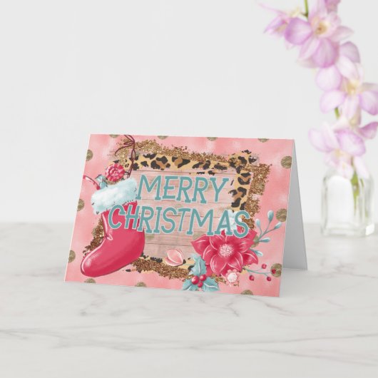 ピンクのクリスマス カード (蘭)