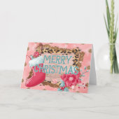 ピンクのクリスマス カード (正面)