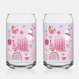 ピンクのクリスマス ガラス缶