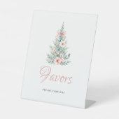 ピンクのクリスマス・ガール・ベビーシャワーのお返し 台座サイン (正面)