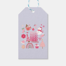 ピンクのクリスマス ギフトタグ